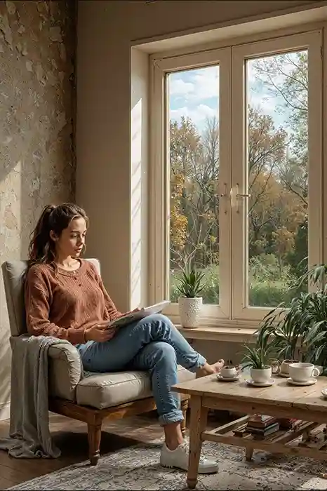 [background image] image of cozy reading nook (for an author & writer)